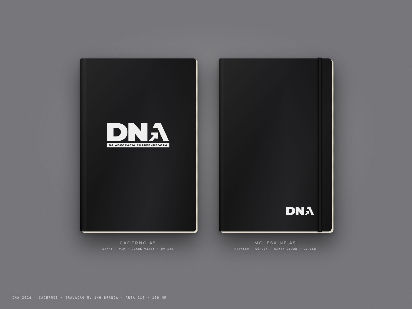 Caderno A5 e Moleskine com a gravação